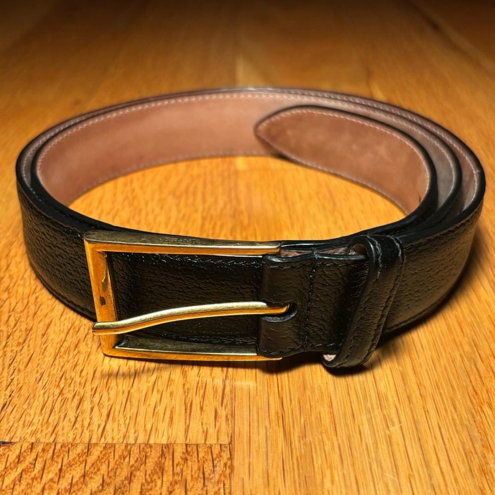 Gucci Black and Brown Leather Belt with Gold Buckle
